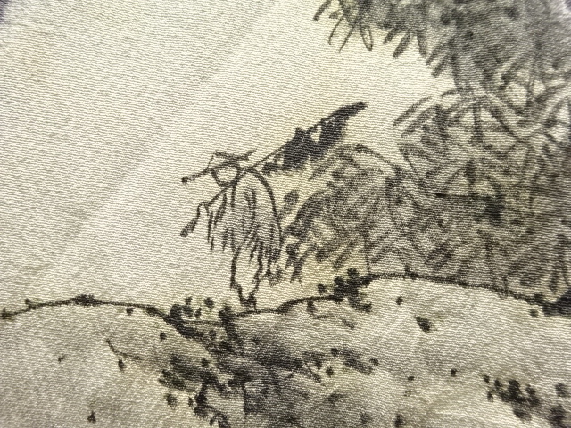 JAPANESE KIMONO / ANTIQUE MENS JUBAN / SILK / SHIBORI / SCENERY OF FISHERS